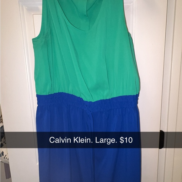 Calvin Klein Dresses & Skirts - Calvin Klein Two-Tone Green and Blue Midi Dress
